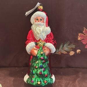 🐈‍⬛ Christopher Radko ornament “Red Robe Santa w/Christmas Tree